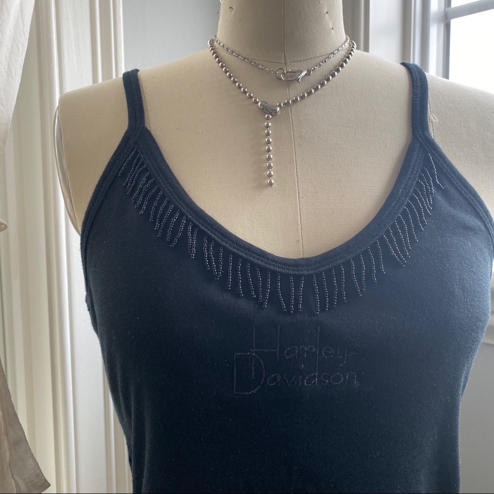 Harley Davidson tank top with bead trim
